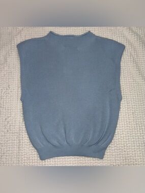 Ellison Baby Blue Sleeveless Mock Neck Sweater Shell L